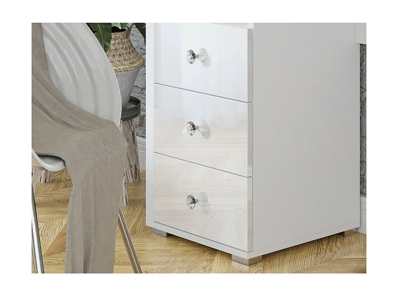 Toeletta design con illuminazione integrata collezione VERSAILLES colore bianco finiture lucide