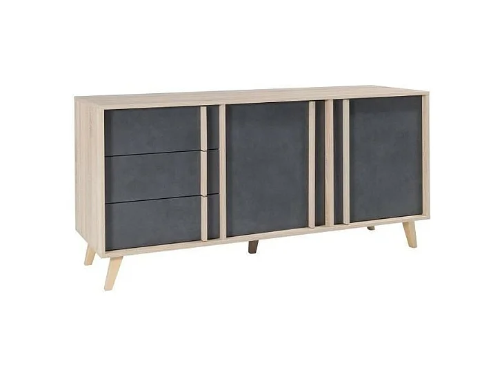 Buffet moyen modèle MALMO gris. Meuble design type SCANDINAVE. Effet ultra tendance pour votre salon.