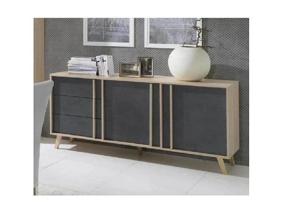 Buffet médio modelo MALMO cinza. Móvel design estilo ESCANDINAVO. Efeito ultra moderno para sua sala de estar.