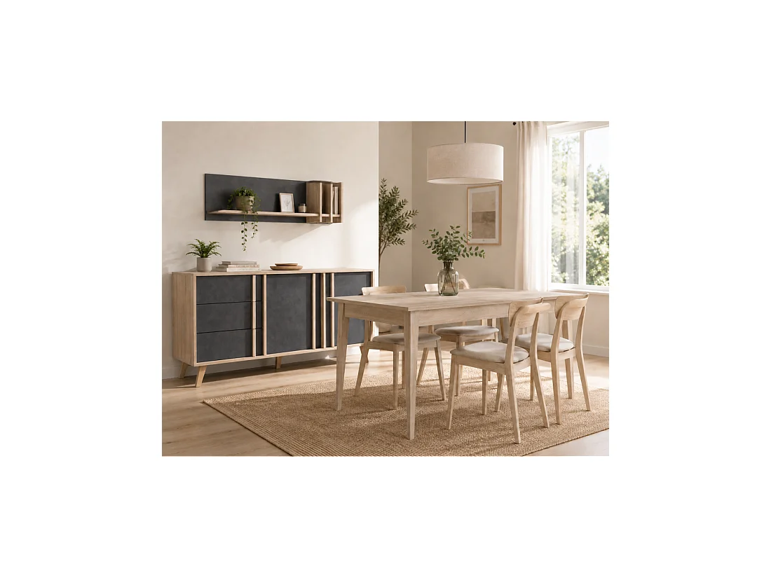 Buffet middelgroot model MALMO grijs. Scandinavisch designmeubel. Ultra trendy effect voor uw woonkamer.