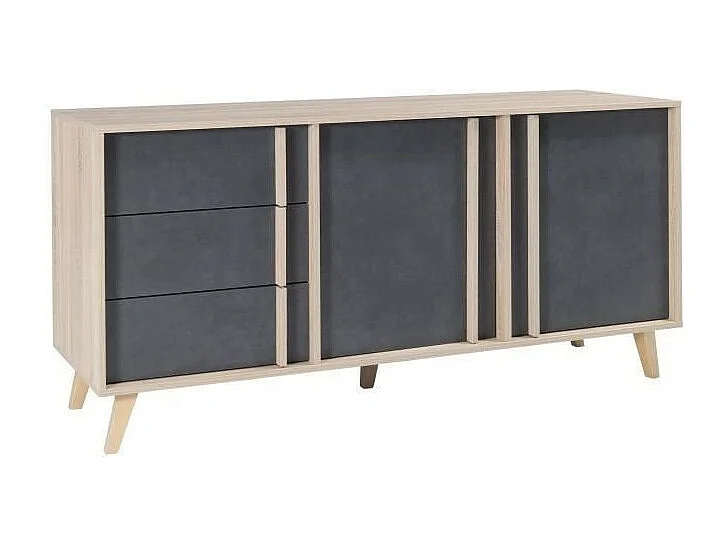 Buffet moyen modèle MALMO gris. Meuble design type SCANDINAVE. Effet ultra tendance pour votre salon.