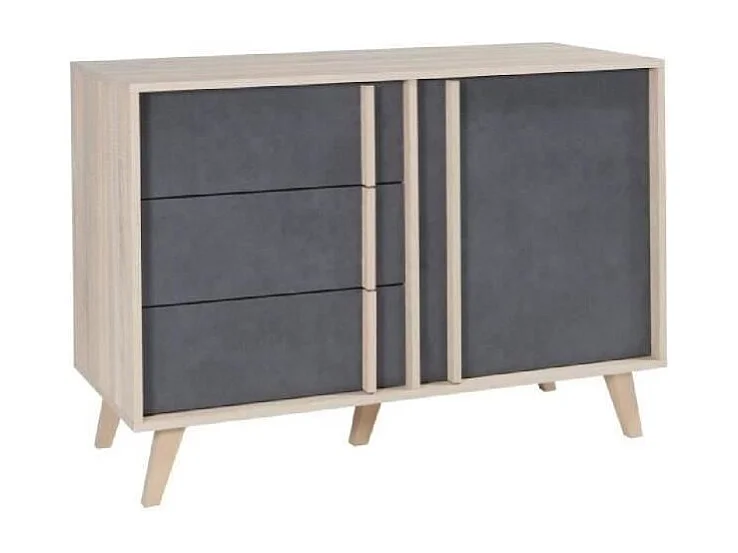 Credenza buffet modello piccolo MALMO in rovere chiaro e grigio cemento