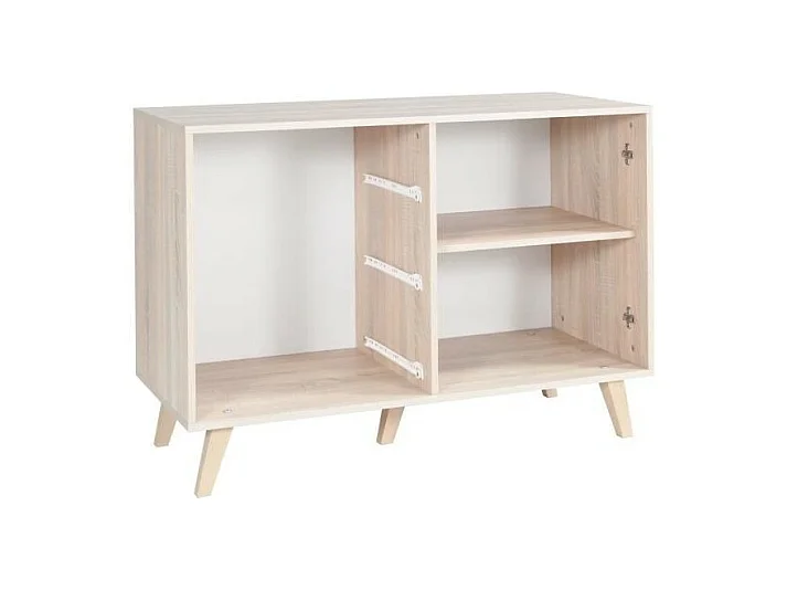 Sideboard BUFFET klein Modell MALMÖ helles Eichenholz und Betongrau