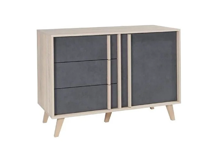 Buffet ENFILADE bahut petit modèle MALMO chêne clair et gris béton
