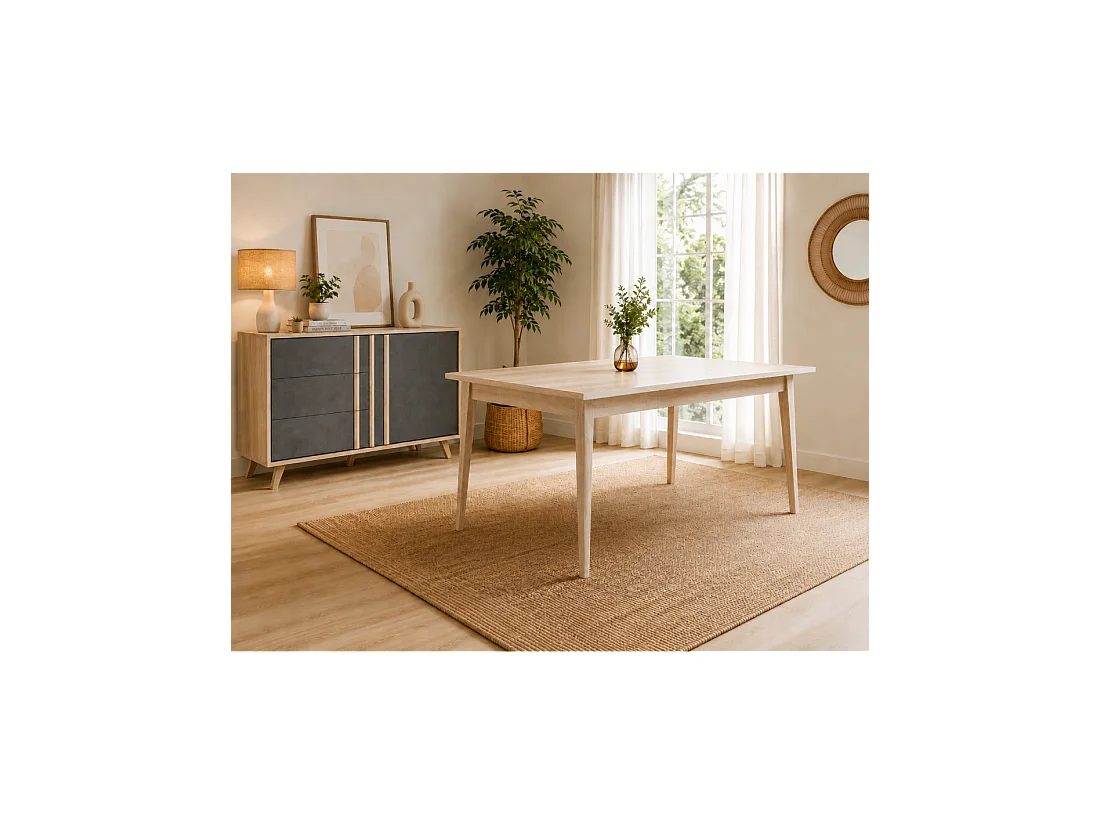 Buffet ENFILADE credenza piccolo modello MALMO rovere chiaro e grigio cemento