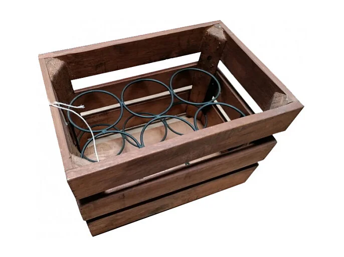 Casier à 6 bouteilles vintage en bois et métal - BACCHUS