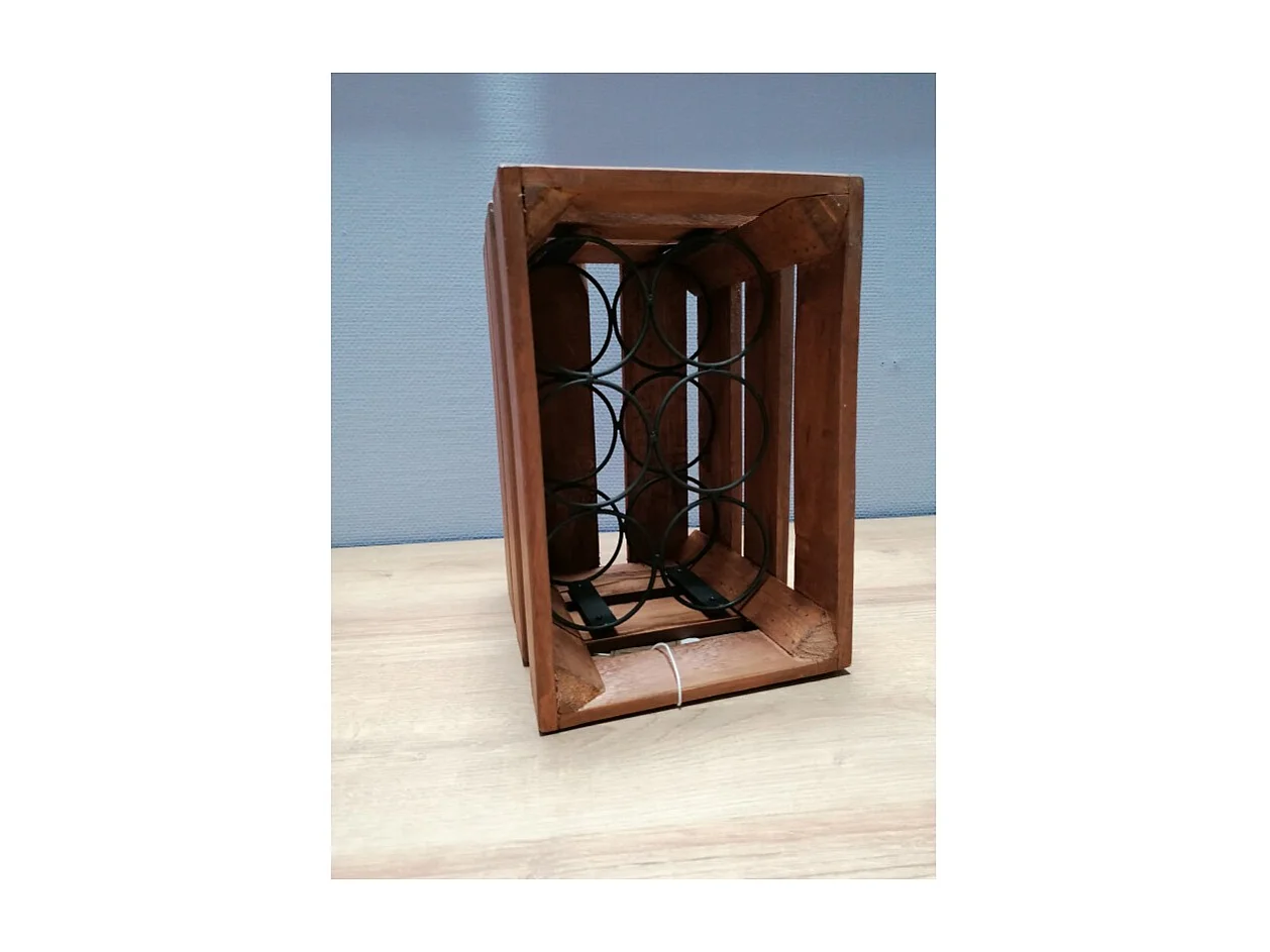 Casier à 6 bouteilles vintage en bois et métal - BACCHUS