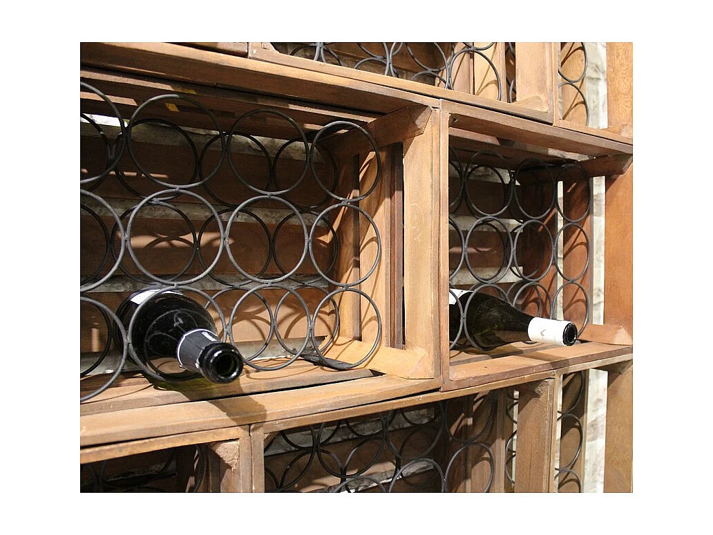 Casier à 6 bouteilles vintage en bois et métal - BACCHUS