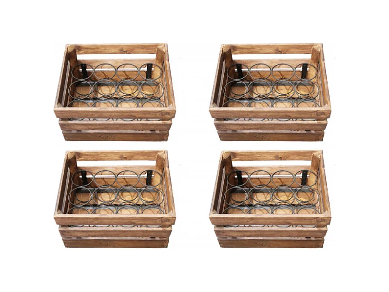 Lot 4 casiers en métal et bois pour 48 bouteilles - BACCHUS