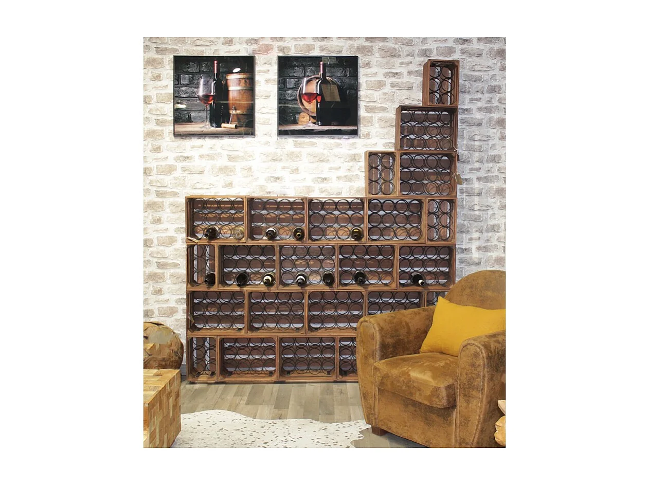 Lot 4 casiers en métal et bois pour 48 bouteilles - BACCHUS