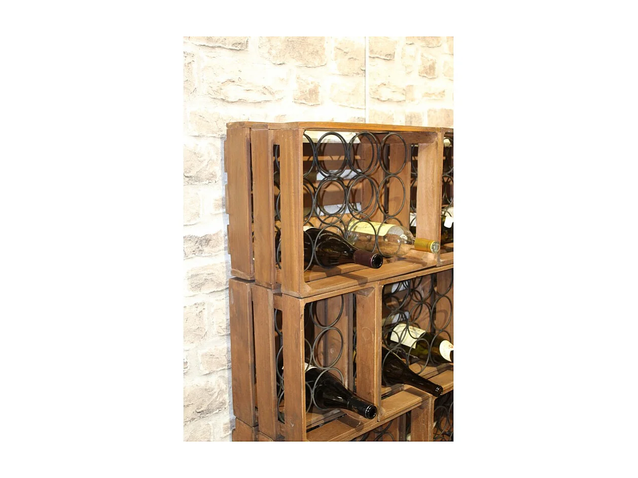 Lot 4 casiers en métal et bois pour 48 bouteilles - BACCHUS