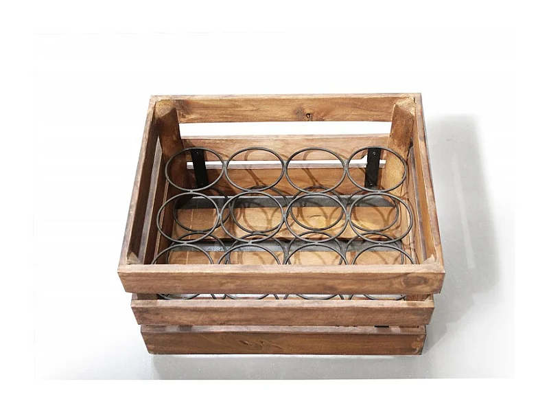 Casier rustique 12 bouteilles bois et métal - BACCHUS