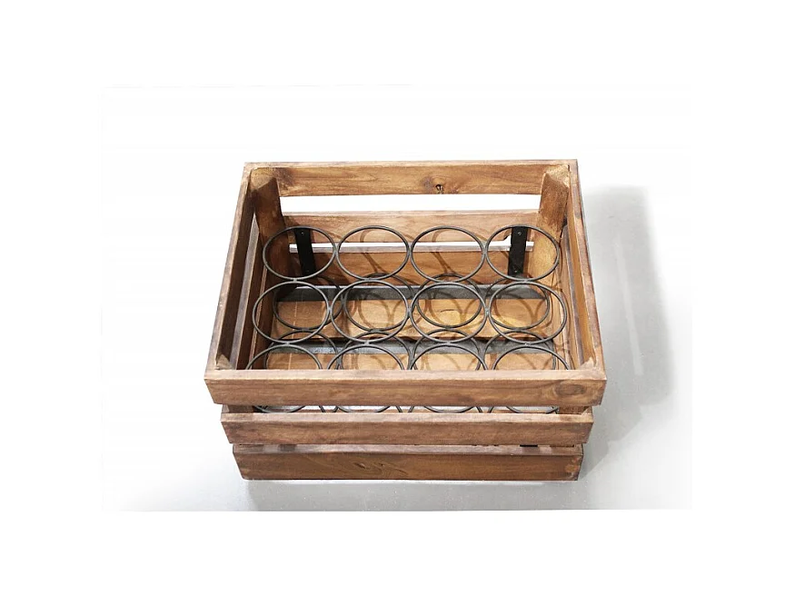 Casier rustique 12 bouteilles bois et métal - BACCHUS