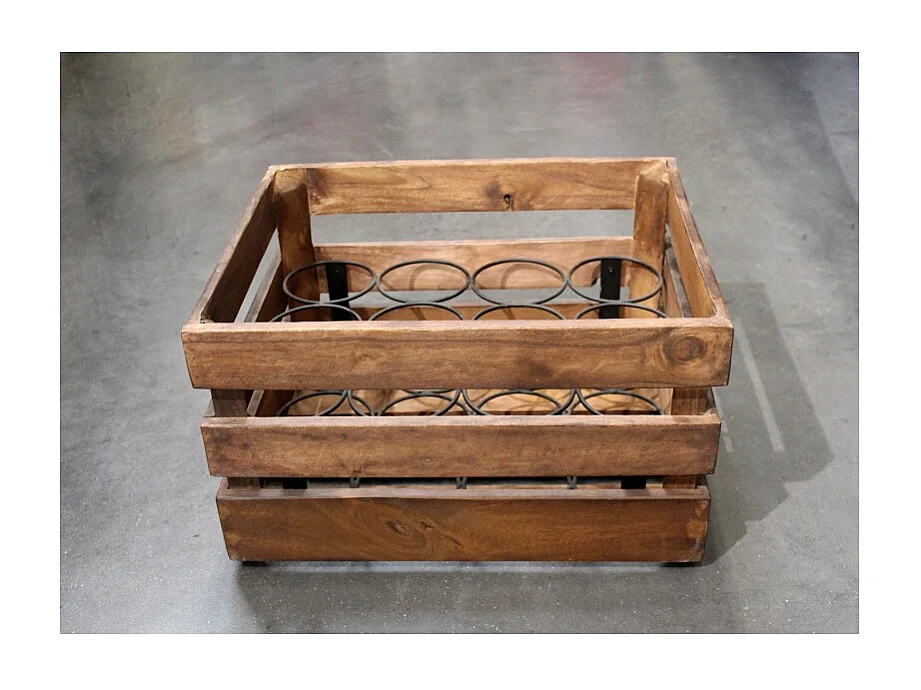 Casier rustique 12 bouteilles bois et métal - BACCHUS