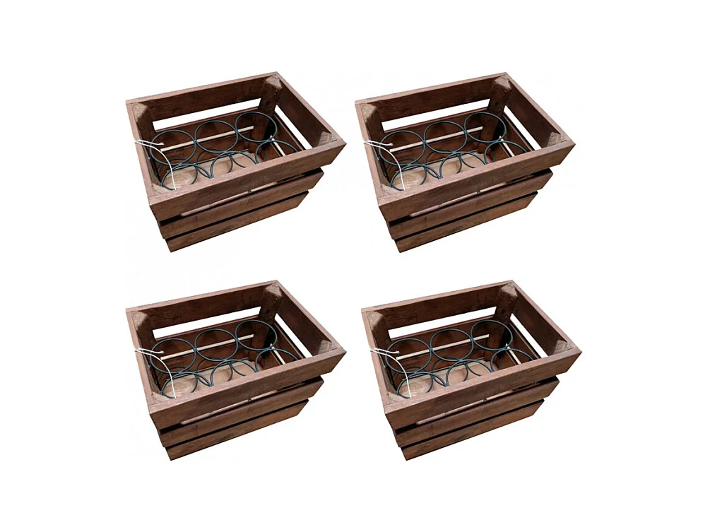 Lot 4 casiers pour 24 bouteilles en bois et métal rustique - BACCHUS