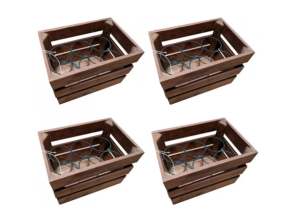 Lot 4 casiers pour 24 bouteilles en bois et métal rustique - BACCHUS