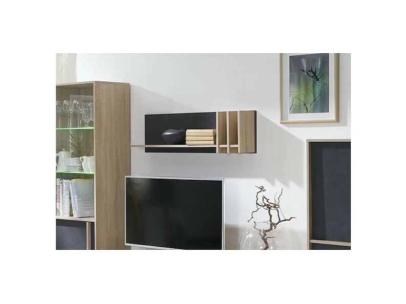 Scaffale da muro MALMO 100 cm colore rovere chiaro e grigio cemento