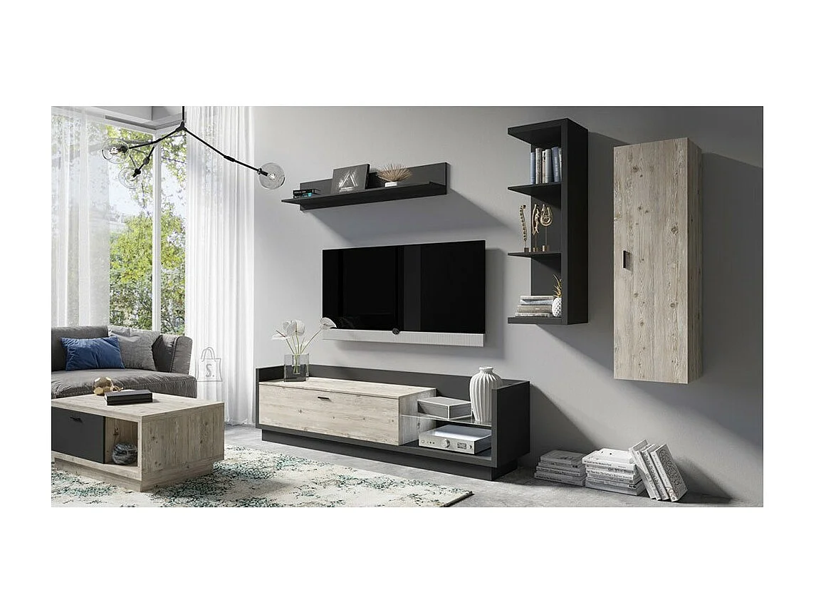 Verticale plank CORK kleur antracietgrijs - 4 opbergvakken