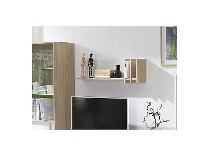 Prateleira de parede escandinava 100 cm MALMO. Ideal para expor seus objetos de decoração. Cor carvalho claro/Branco. Tipo escandinavo.