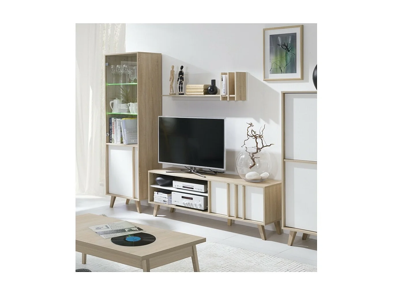 Wandplanken MALMO 100 cm kleur sonoma eik en wit