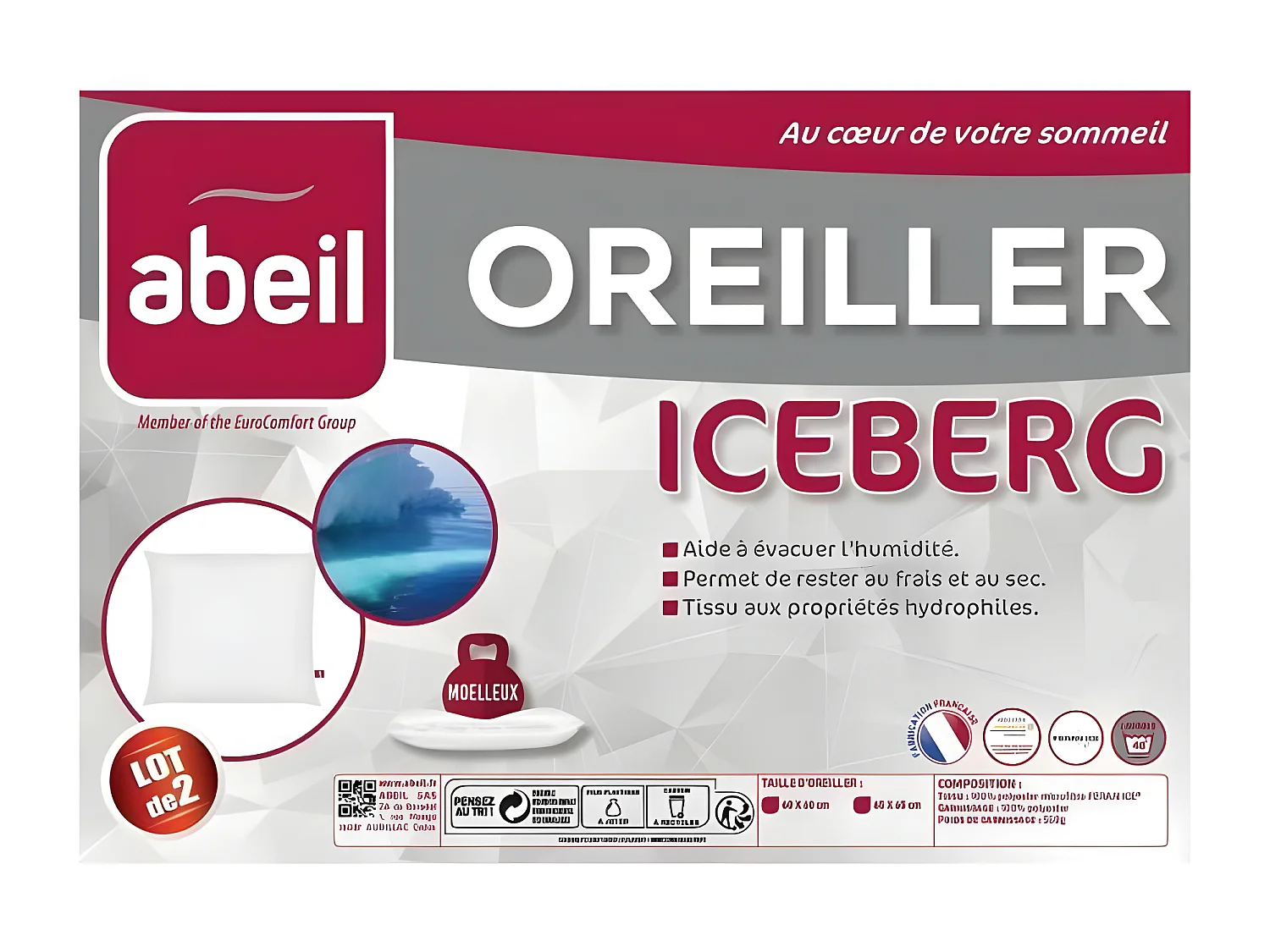 2 weiche IcebergKissen 60 x 60 cm