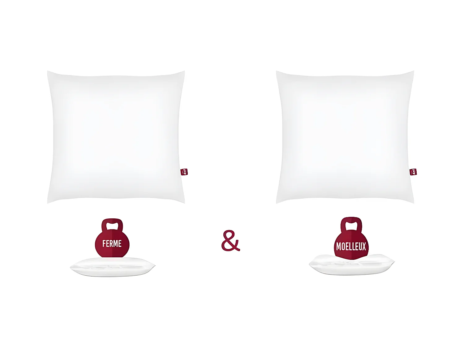 ABEIL Lot de 2 Oreillers DOUBLE CONFORT 100% Coton 60x60cm