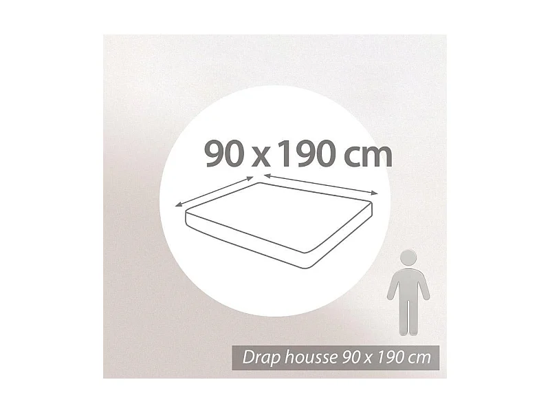 Drap housse uni 90x190 cm bonnet 30 cm percale PRIMO Blanc