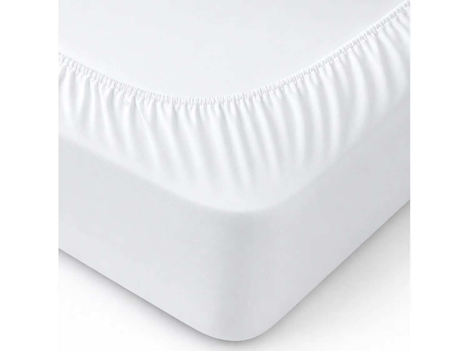 Drap housse uni 200x200 cm bonnet 30 cm percale PRIMO Blanc