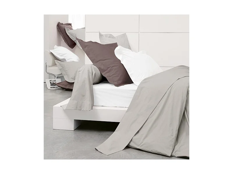 Drap housse uni 180x200 cm bonnet 30 cm percale PRIMO Blanc