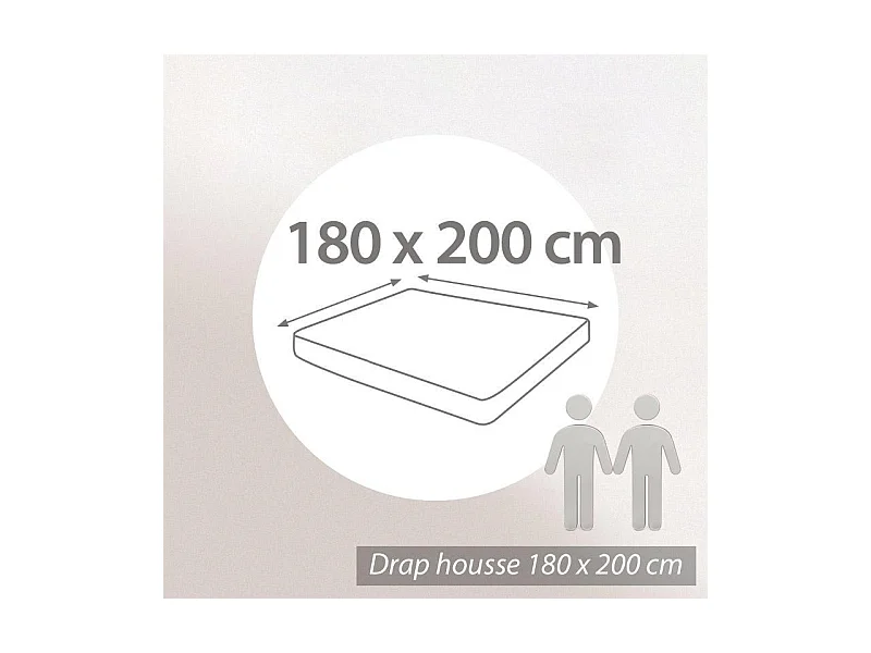 Drap housse uni 180x200 cm bonnet 30 cm percale PRIMO Blanc