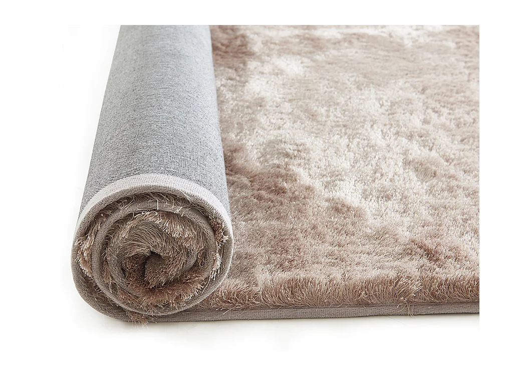 Tapis shaggy à poils longs ultra doux - 120 x 170 cm - Taupe reflet beige - DOLCE