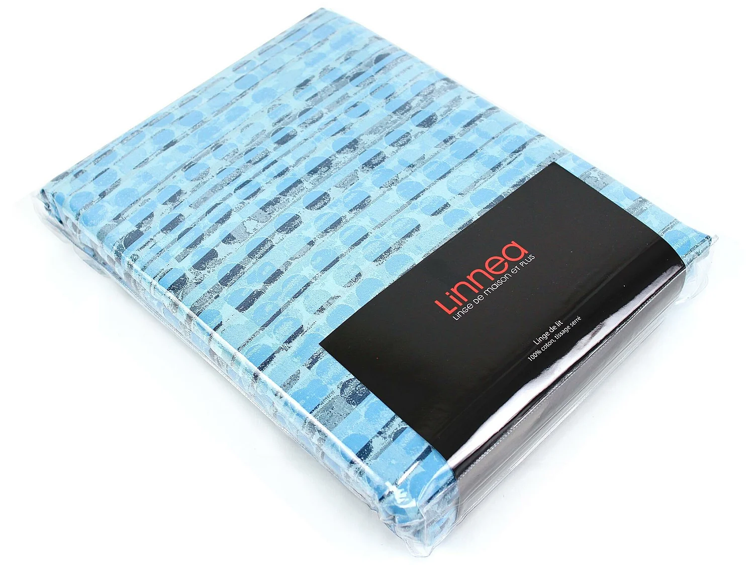 Parure de lit 260x240 cm Satin de coton LOUVRE Bleu clair