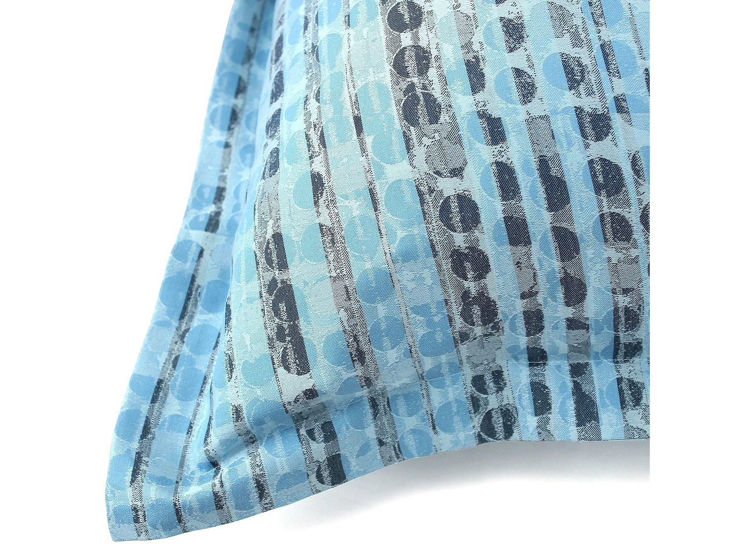 Parure de lit 260x240 cm Satin de coton LOUVRE Bleu clair