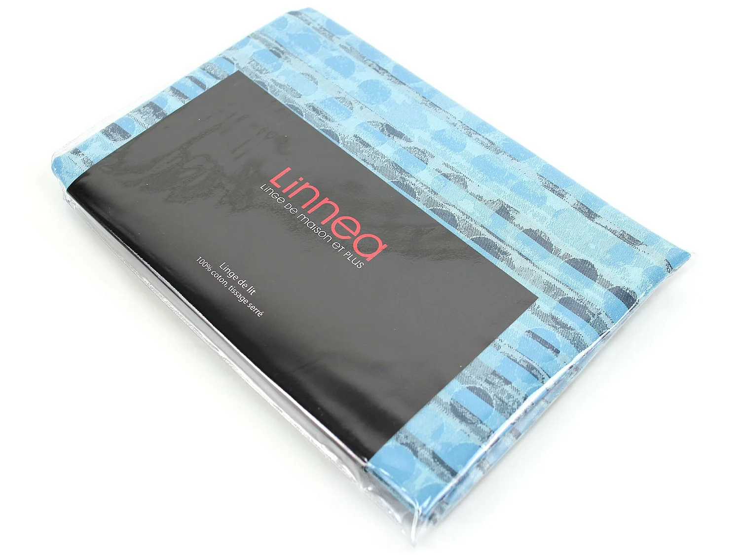 Parure de lit 260x240 cm Satin de coton LOUVRE Bleu clair