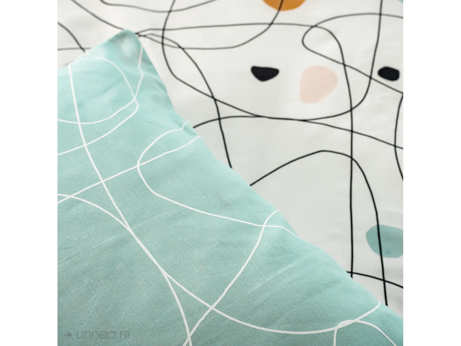 Parure de lit 240x220 cm polycoton BLOB blanc 3 pièces