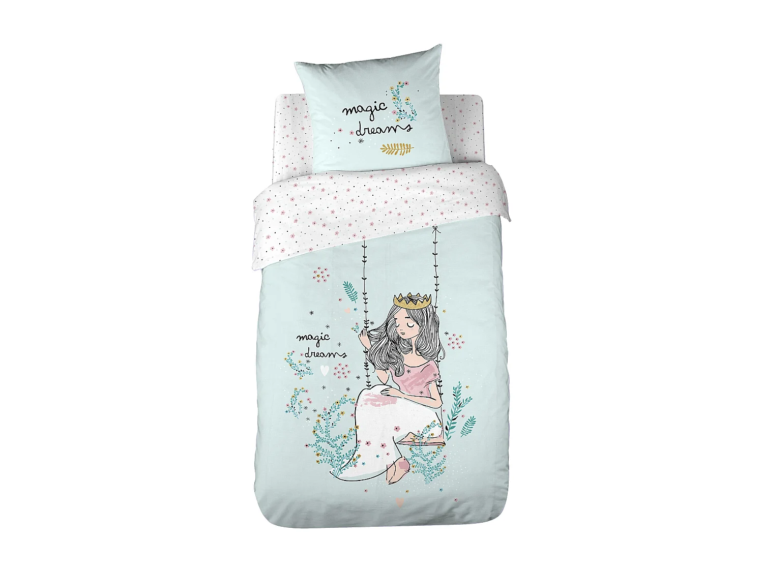 Parure de lit 140x200 cm coton biologique MAGIC Vert