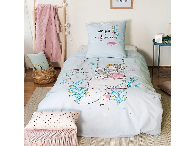 Parure de lit 140x200 cm coton biologique MAGIC Vert