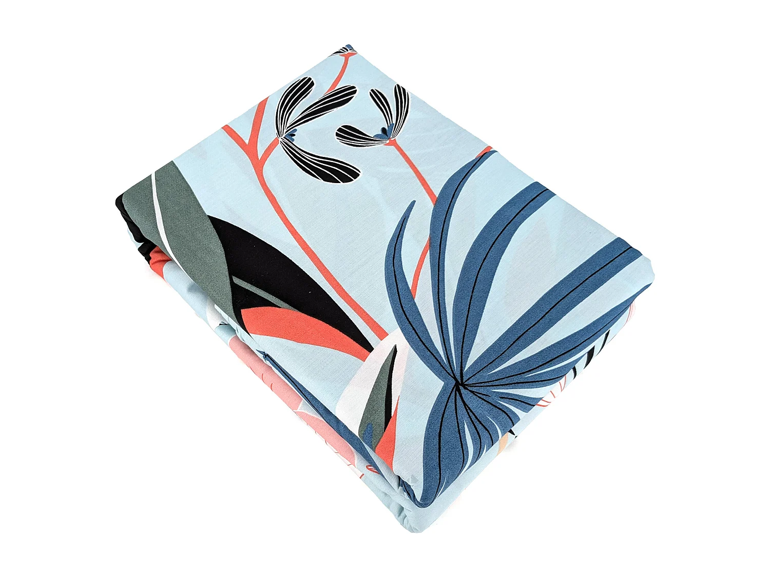 Parure de lit 240x220 cm Satin de coton PAYA Bleu 3 pièces