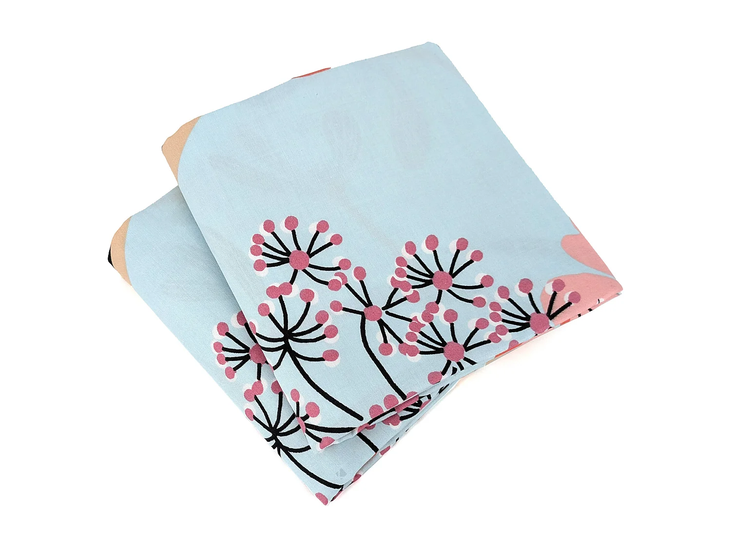 Parure de lit 260x240 cm Satin de coton PAYA Bleu 3 pièces