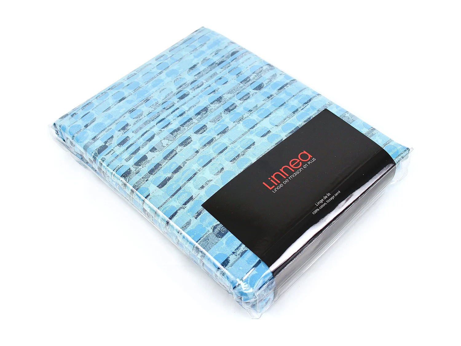 Parure de lit 240x220 cm Satin de coton LOUVRE Bleu clair