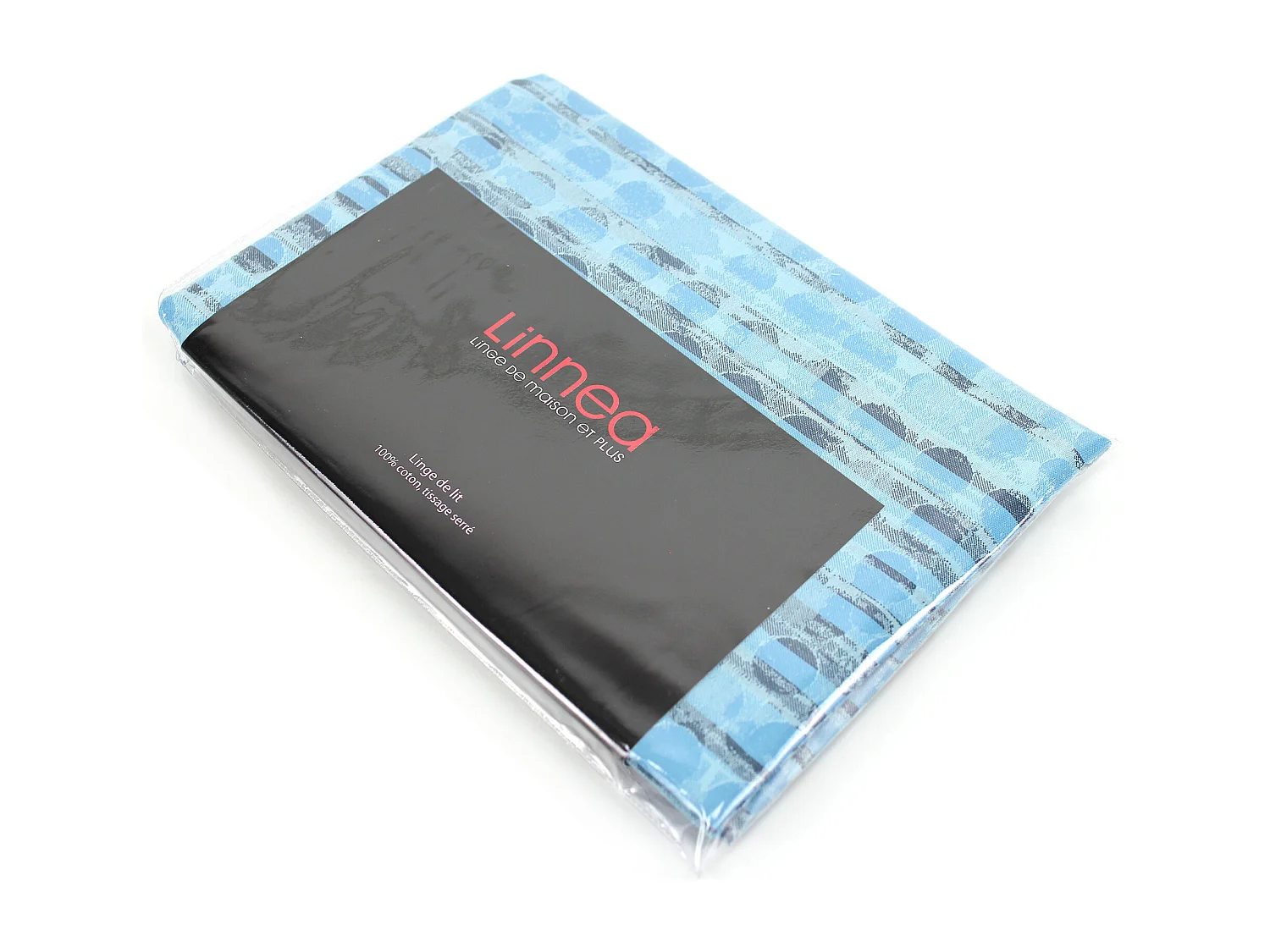 Parure de lit 240x220 cm Satin de coton LOUVRE Bleu clair