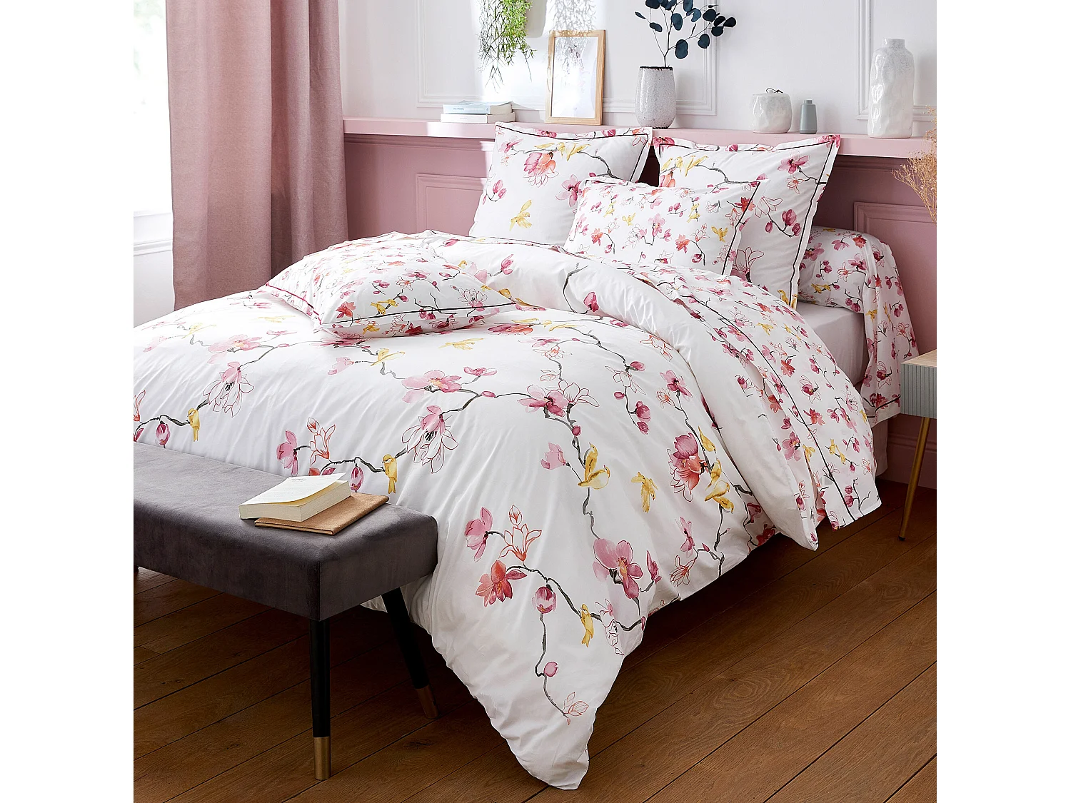 Taie d'oreiller 50x70 cm percale coton ELISA Rose