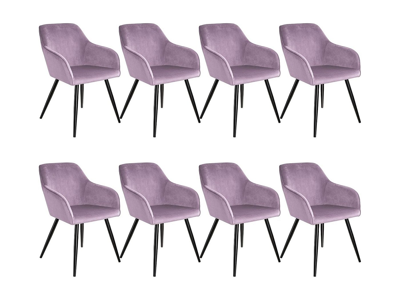 Lot De 8 Chaises Design Velours Noir Et Bordeaux – Salle à Manger Ou Cuisine – Bestpriceparts
