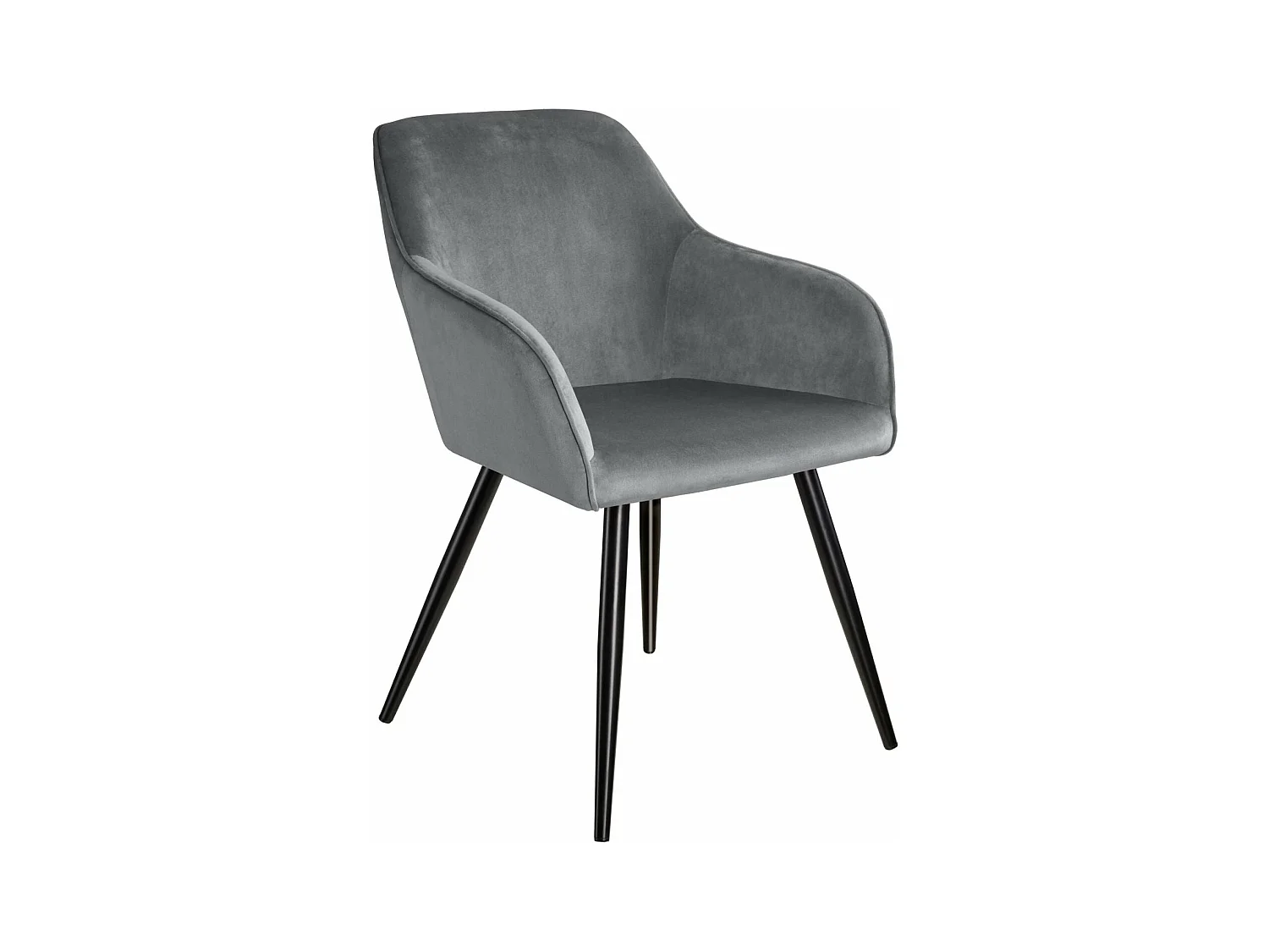 Lot de 6 chaises pieds noir siège de salon cuisine salle à manger design élégant velours gris 08_0000017