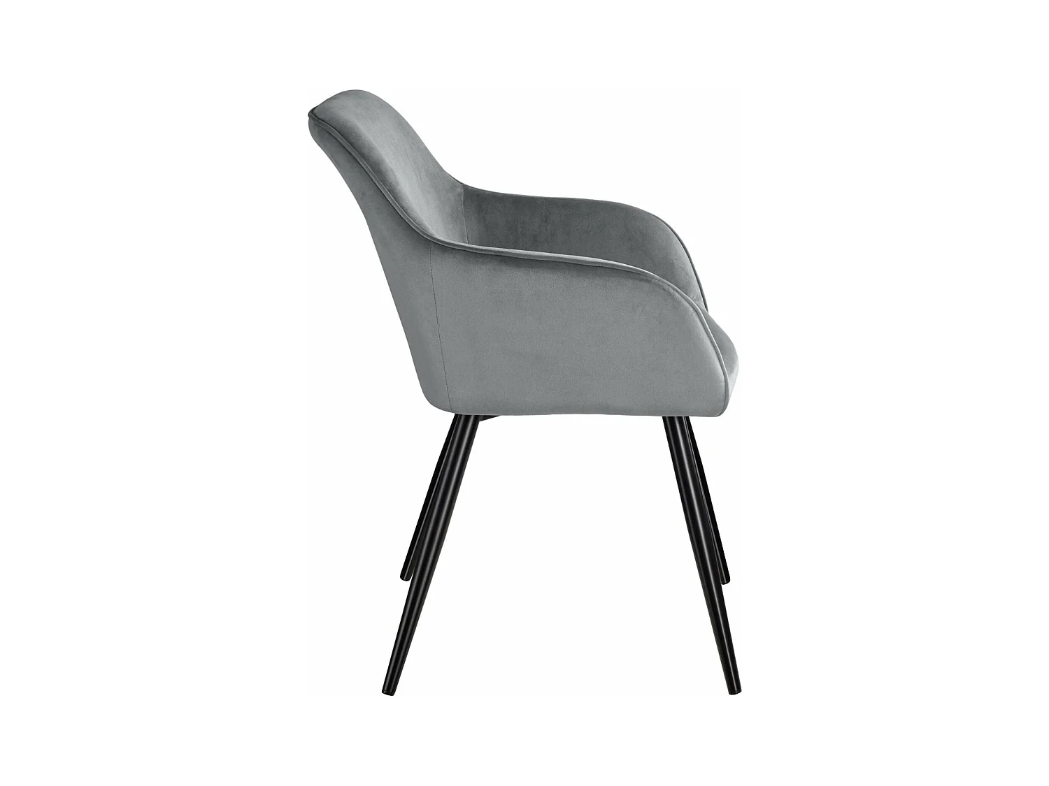 Lot de 6 chaises pieds noir siège de salon cuisine salle à manger design élégant velours gris 08_0000017