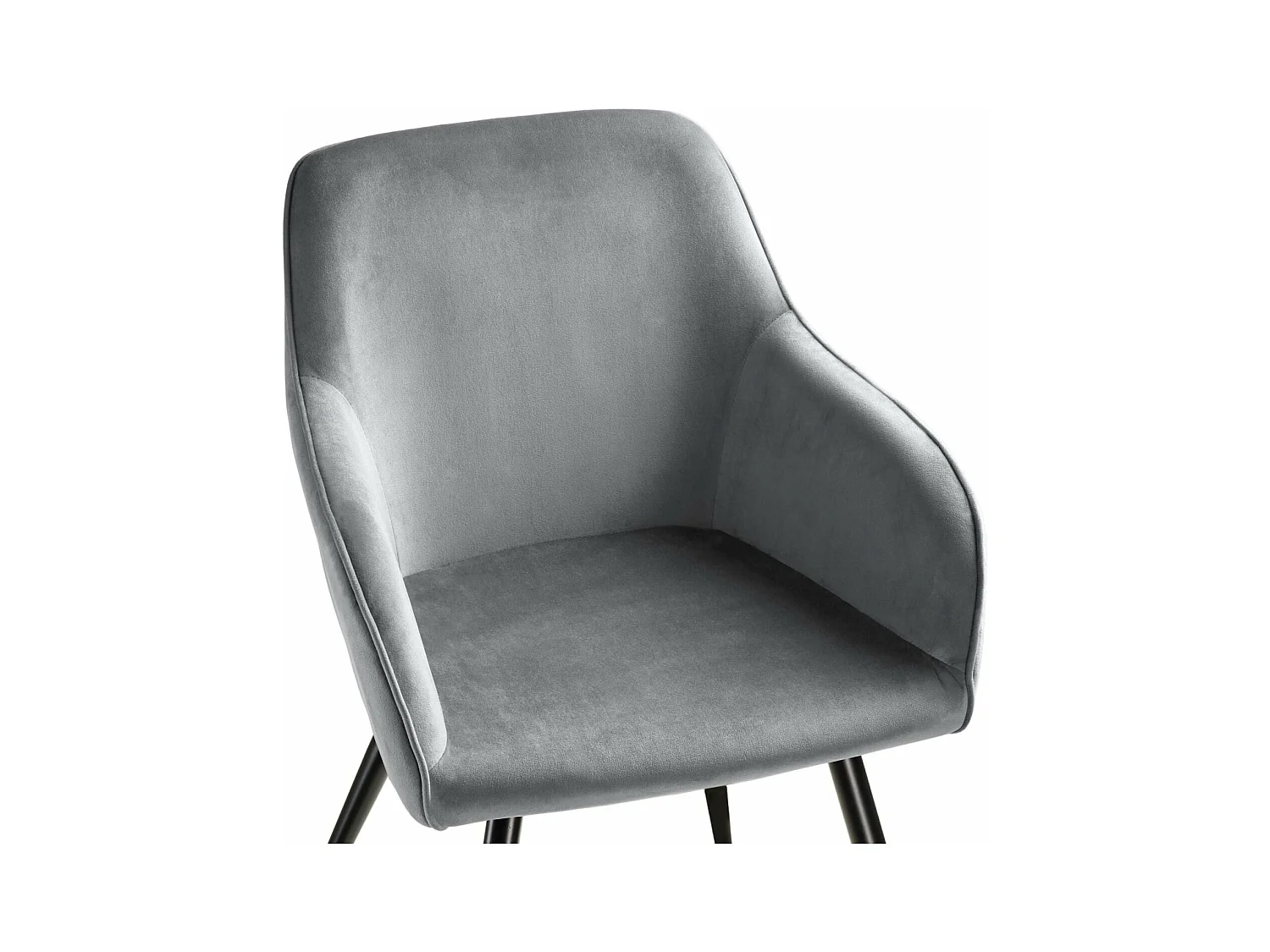 Lot de 6 chaises pieds noir siège de salon cuisine salle à manger design élégant velours gris 08_0000017