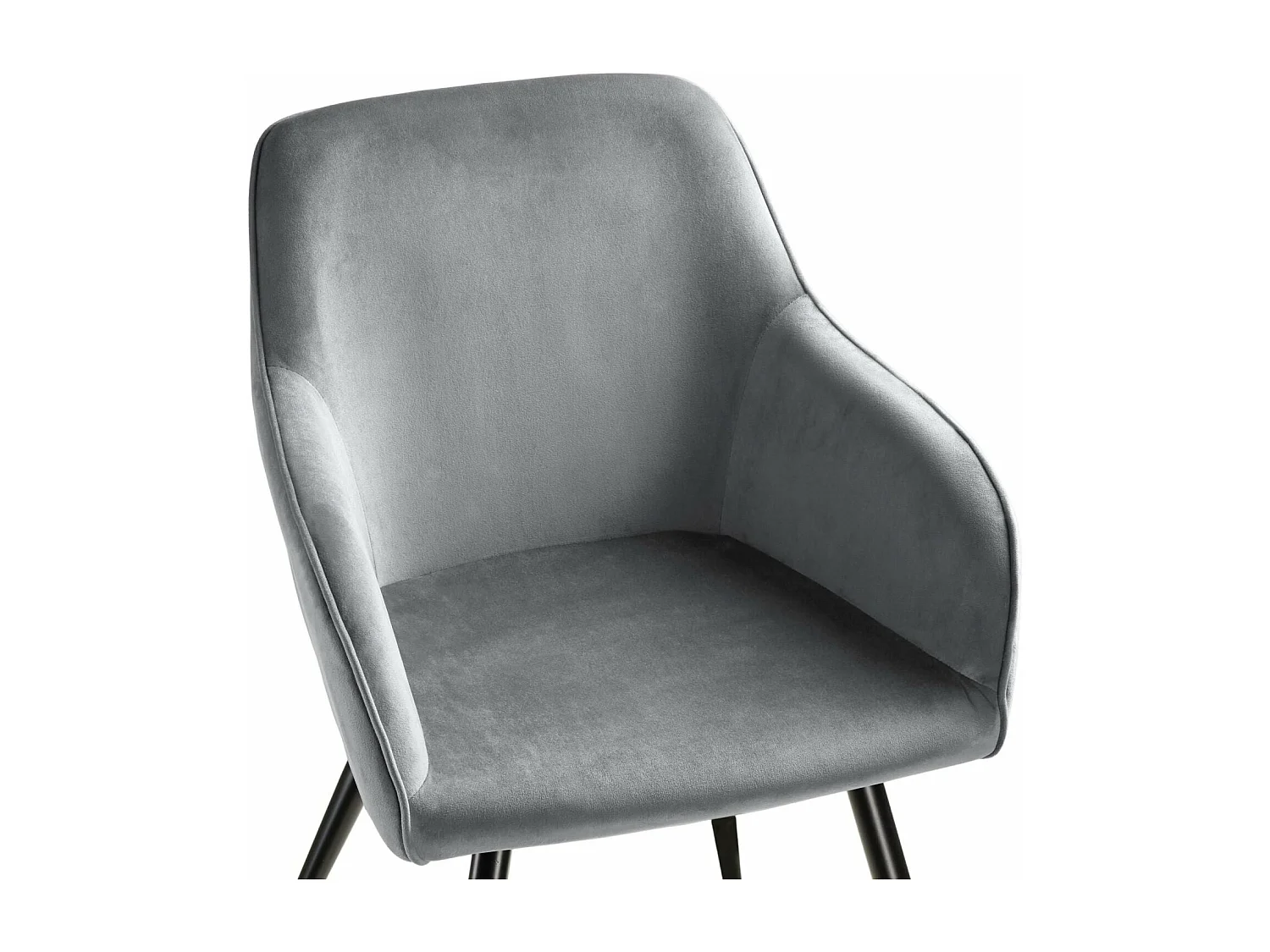 Lot de 6 chaises pieds noir siège de salon cuisine salle à manger design élégant velours gris 08_0000017