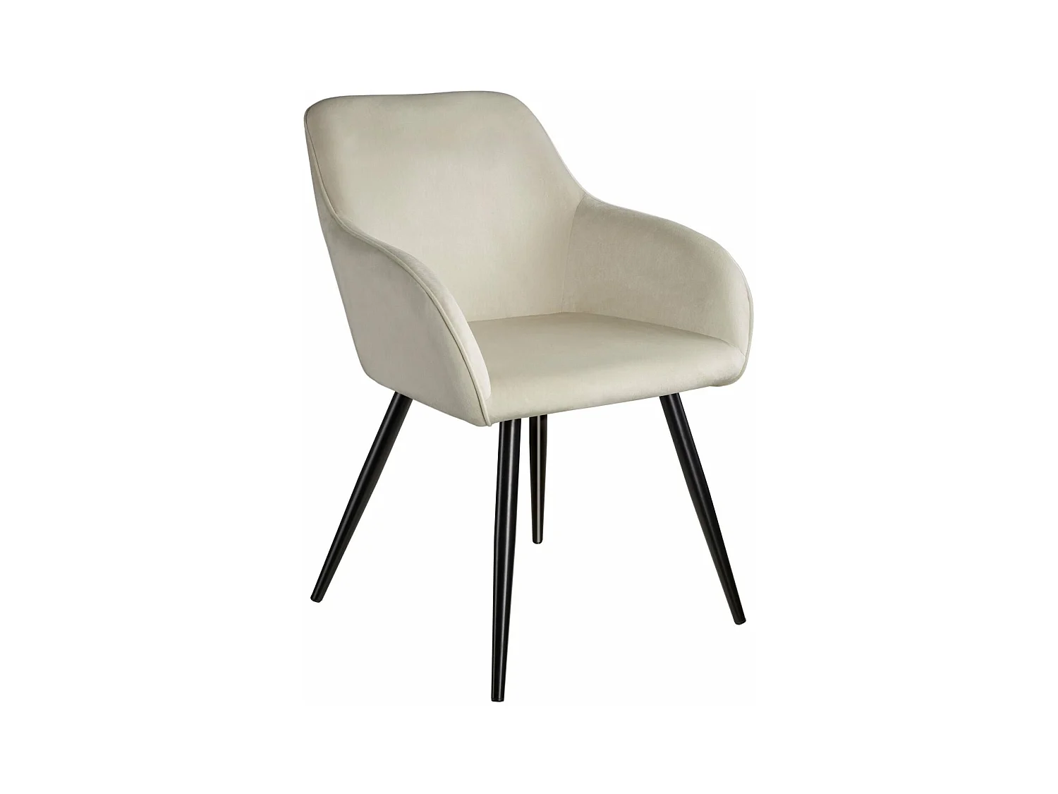 Lot de 6 chaises pieds noir siège de salon cuisine salle à manger design élégant velours beige 08_0000020