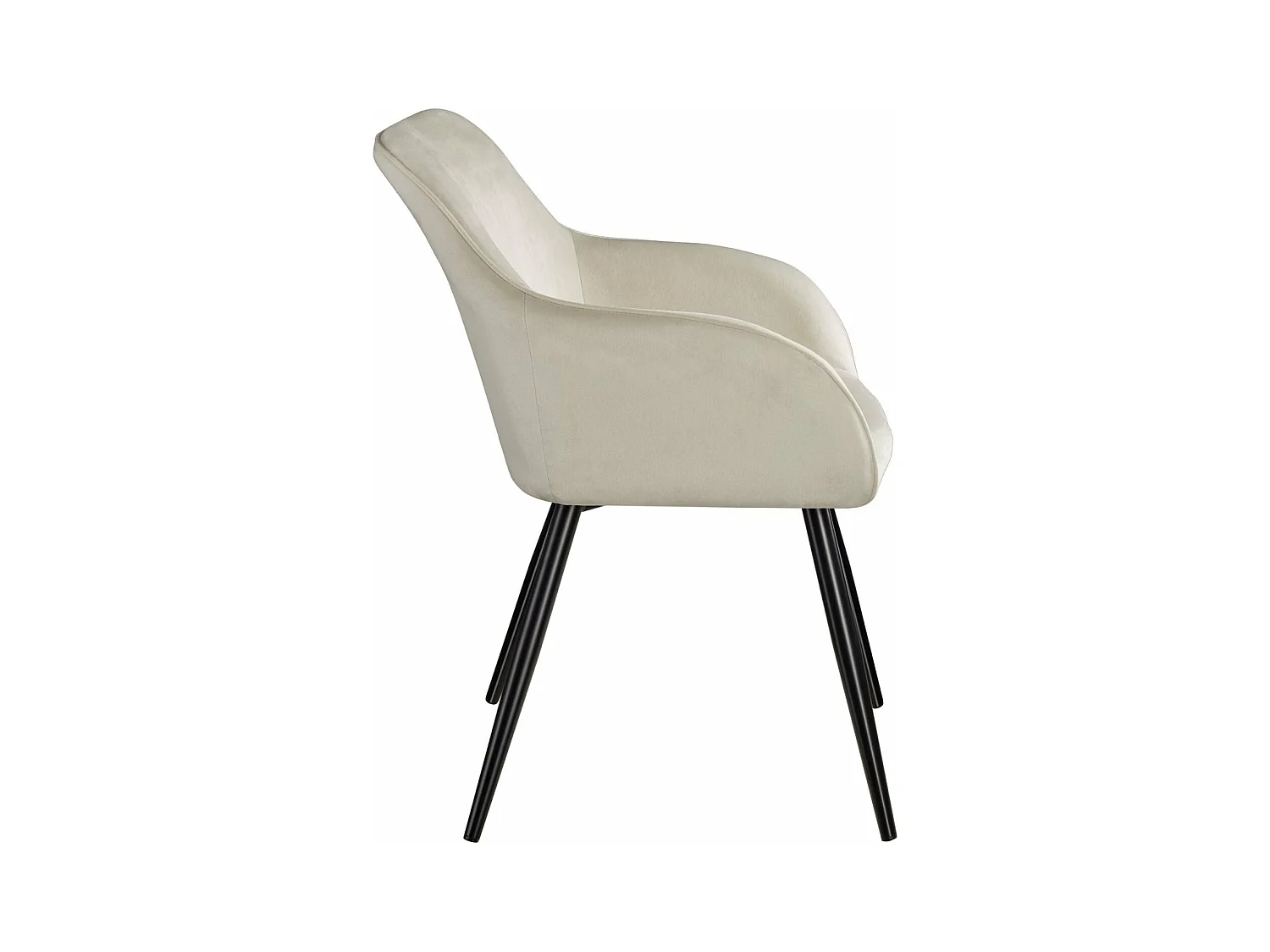 Lot de 6 chaises pieds noir siège de salon cuisine salle à manger design élégant velours beige 08_0000020