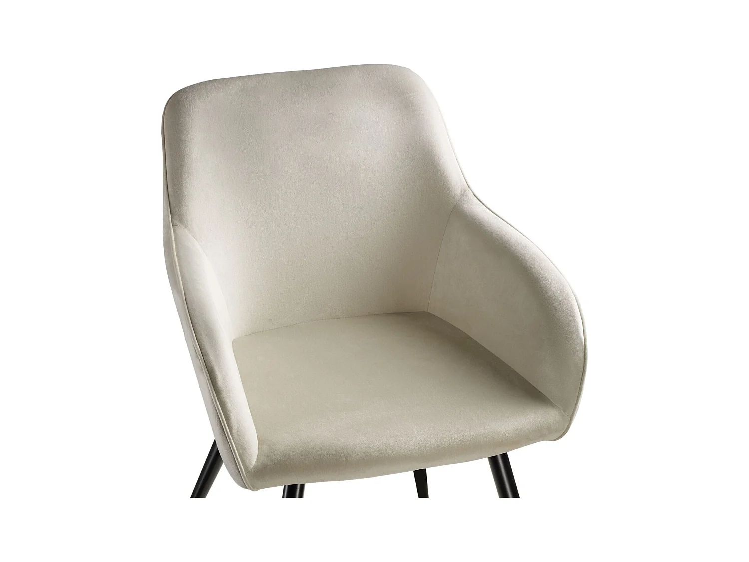 Lot de 6 chaises pieds noir siège de salon cuisine salle à manger design élégant velours beige 08_0000020